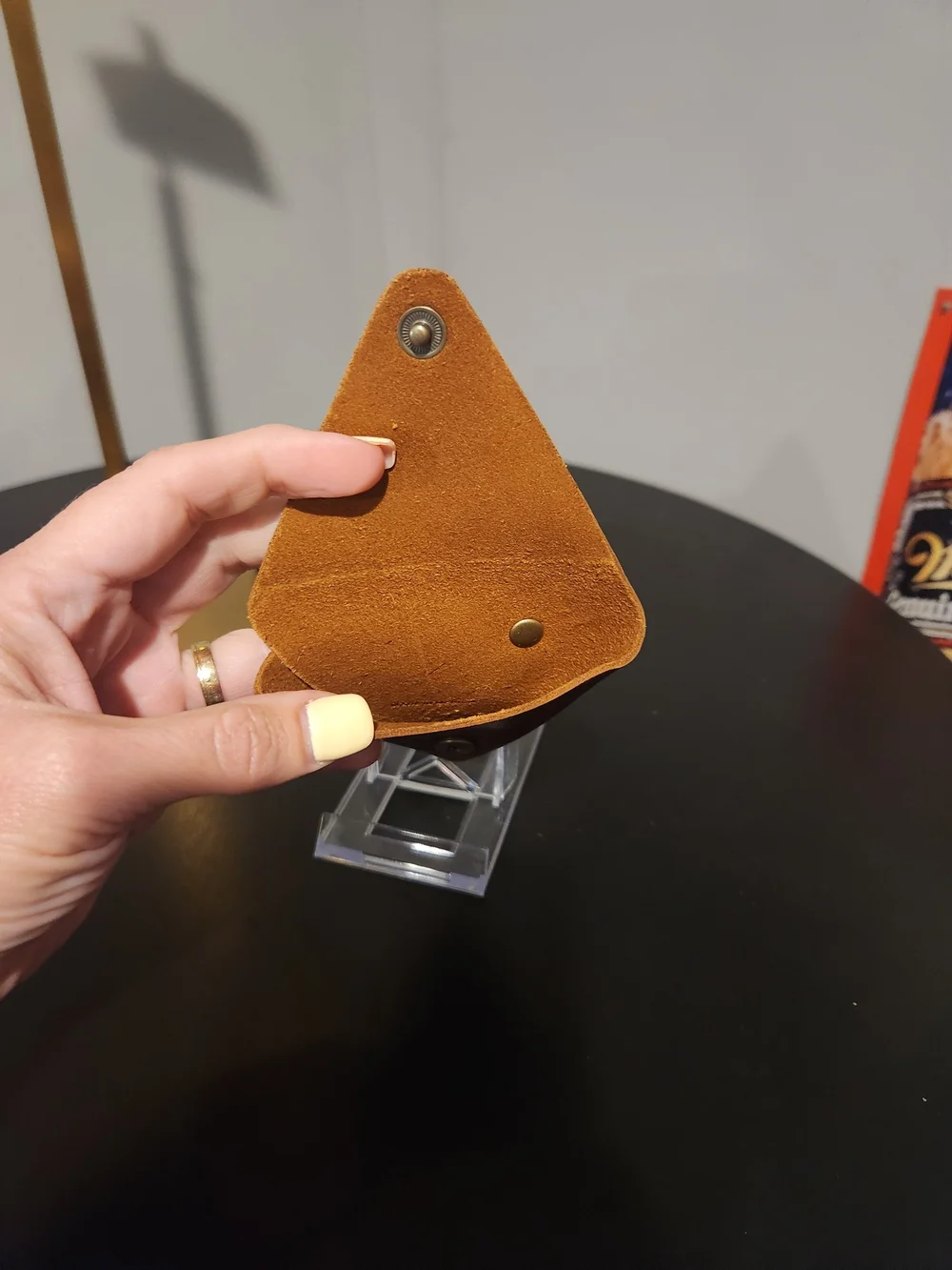 Portland Leather Triangle (Dorito) Coin Pouch in Cognac